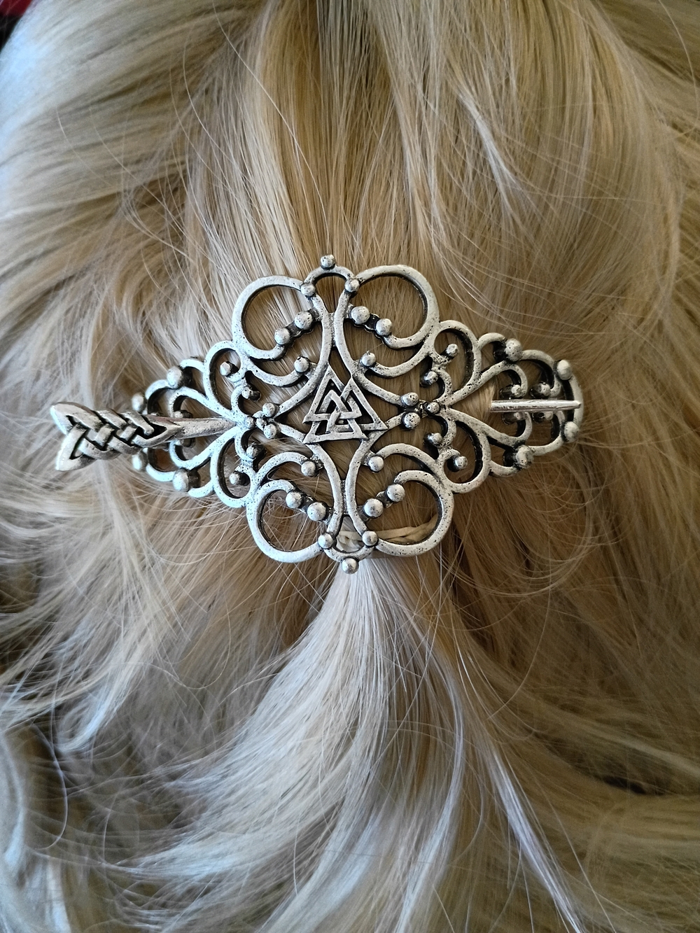 *NWOT* Ornate Silver-Tone Celtic Hair Pin - Viking Knot Design